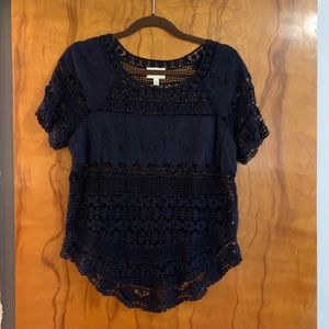 Anthro Deletta brand crochet short sleeve top